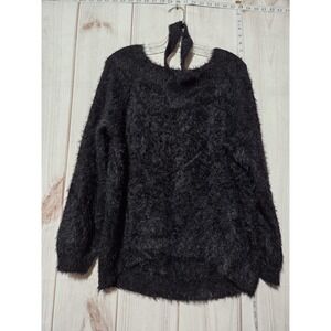Express Sweater Womens Large Black Fuzzy Soft Pullover Long‎ Sleeve Cozy Winter